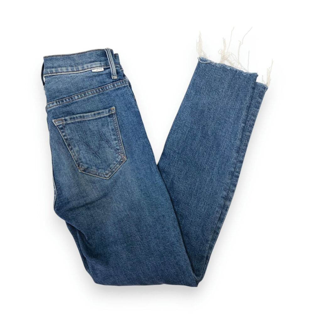 Mother Stunner Ankle Fray Denim Jeans High Rise Button Fly Raw Hem Old Money 24 - Picture 2 of 13